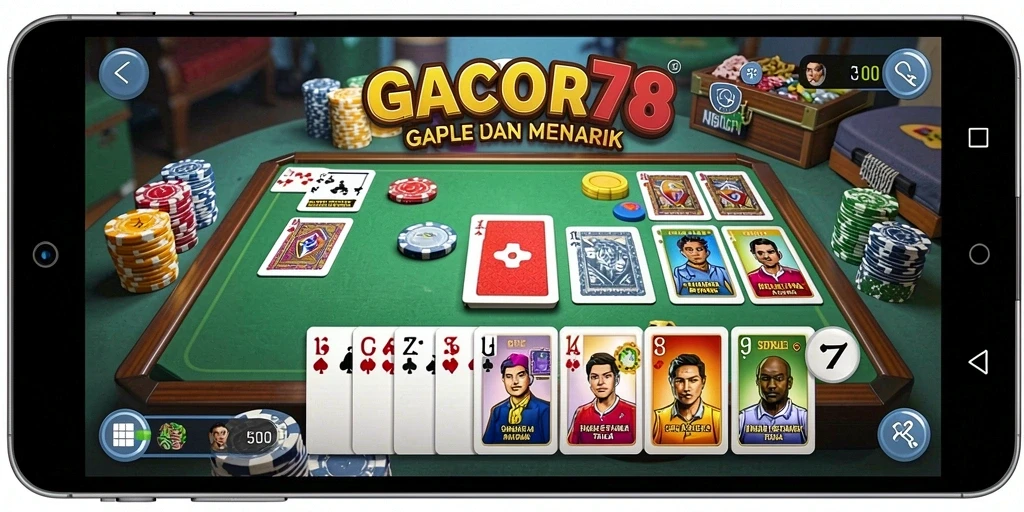 Tampilan meriah gameplay Gaple yang seru di GACOR78.