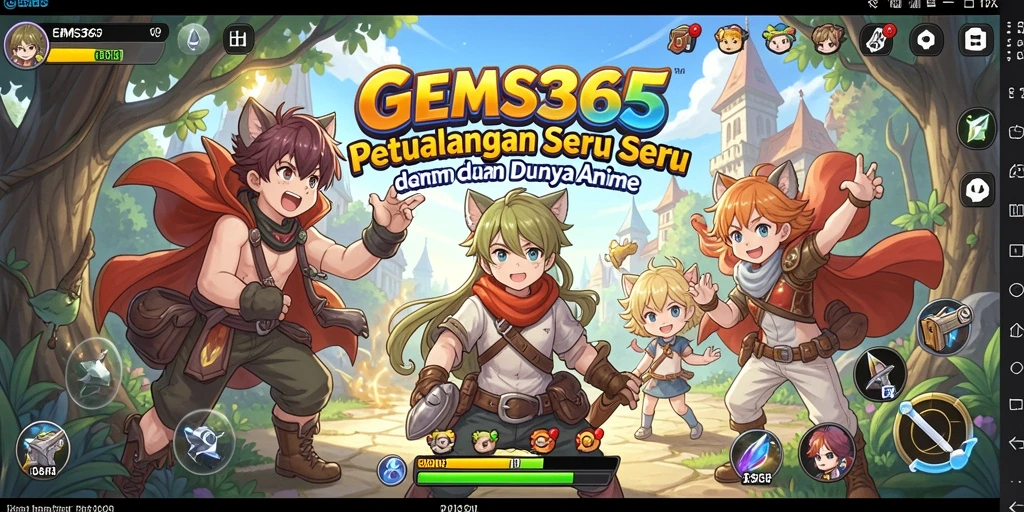 Screenshot GEMS365 menampilkan pertarungan epik karakter Anime.
