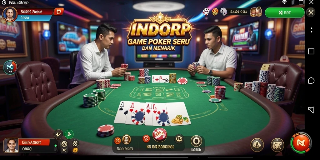 Screenshot gameplay INDORP menampilkan suasana meja Poker yang seru.