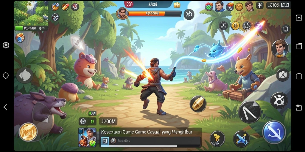 Screenshot utama J200M menampilkan gameplay yang mengasyikkan dan penuh warna.