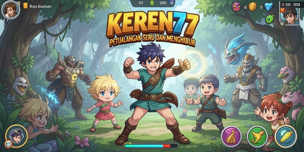Tampilan gameplay KEREN77 yang penuh warna dan menawan.