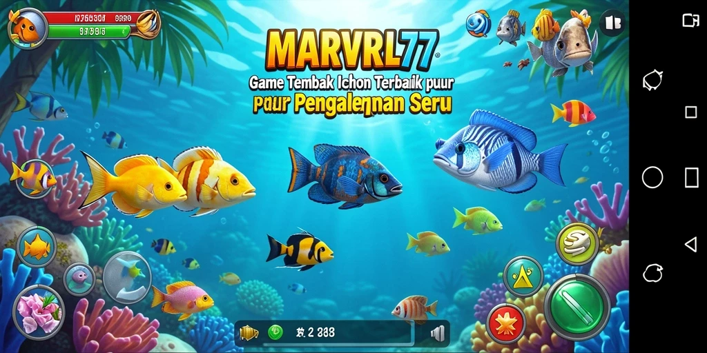 Tampilan screenshot menunjukkan aksi seru dalam game Tembak Ikan.