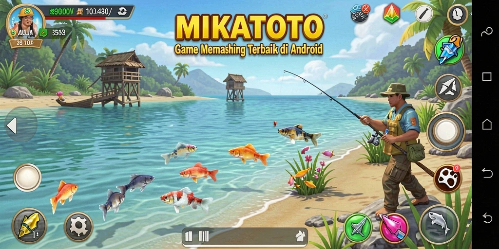Gameplay MIKATOTO yang seru dan mendebarkan saat memancing.