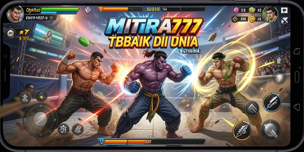 Gameplay MITRA77 yang menegangkan dan seru saat bertarung.