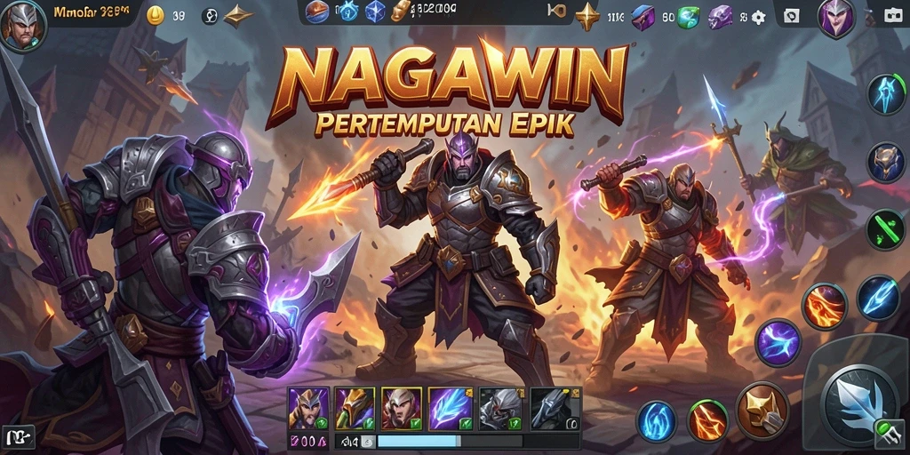 Screenshot NAGAWIN menunjukkan pertempuran tim yang mendebarkan.