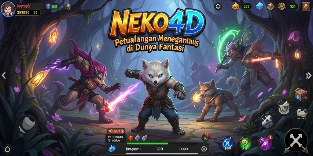 Tangkapan layar gameplay NEKO4D yang menakjubkan dengan pertempuran epik.