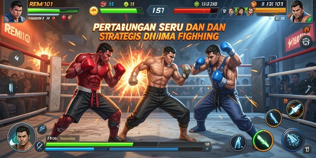 Screenshot gameplay REMI101 menampilkan aksi pertarungan yang mendebarkan.
