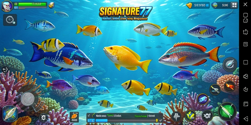 Gameplay <strong>SIGNATURE77</strong> saat menembak ikan berwarna-warni yang menyenangkan.
