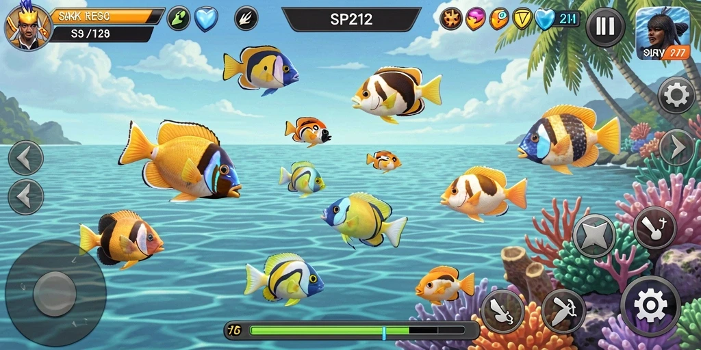 Tampilan gameplay SP212 yang menampilkan keseruan Tembak Ikan.
